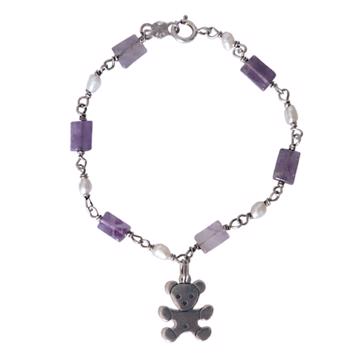 Teddy Bear Bracelet in amethyst and pearls, multicolor [1]