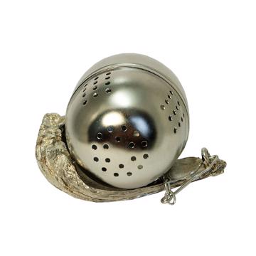 Boule à thé feuille en métal argenté ou doré et inox, argent