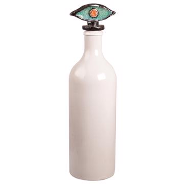 Bouteille Oeil en Faïence et Grès, aqua, 75 cl [3]