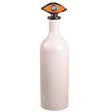 Bouteille Oeil en Faïence et Grès, orange vif, 75 cl