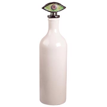 Bouteille Oeil en Faïence et Grès, vert clair, 75 cl