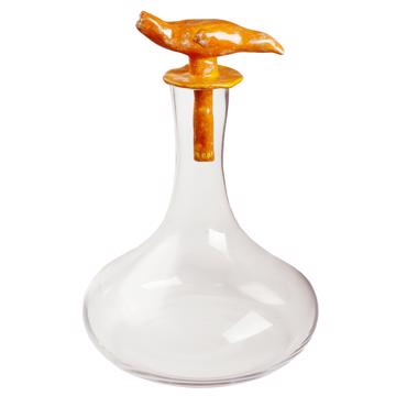 Bird Decanter in Bohemian crystal and Earthenware, orange [3]
