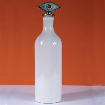 Bouteille Oeil en Faïence et Grès, aqua, 75 cl [1]