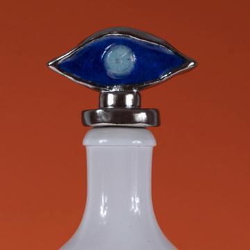 Bouteille Oeil en Faïence et Grès, bleu foncé, 75 cl [2]