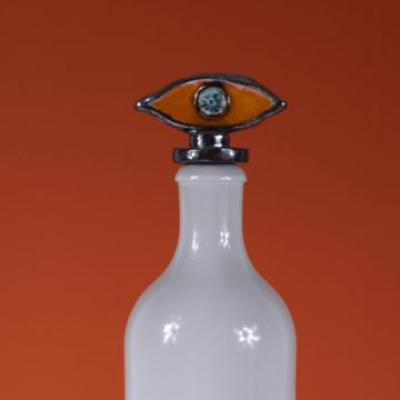 Bouteille Oeil en Faïence et Grès, orange vif, 75 cl [2]