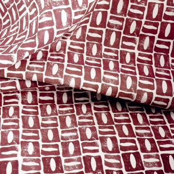 Chemin de table Oeil en lin serigraphié, rouge foncé, 1,50 m de long [2]