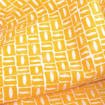 Chemin de table Oeil en lin serigraphié, jaune, 2m50 [2]