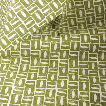 Chemin de table Oeil en lin serigraphié, vert péridot, 2m50 [2]