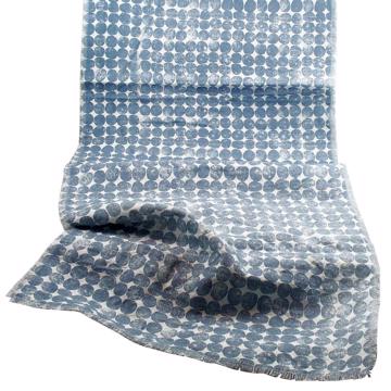 Round runner in linen, french blue, 2m50 [1]