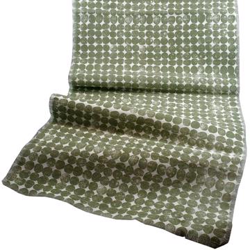 Round runner in linen, moss green , 2m [1]