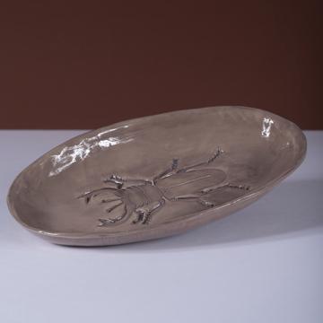 Coupelle Scarabée en Faïence estampée, taupe [2]