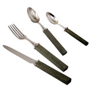 Ménagère pour 6 - couvert Galuchat, vert foncé, ensemble de couverts pour 6 pers - 24 pièces [2]