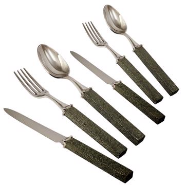 Ménagère pour 6 - couvert Galuchat, vert foncé, ensemble de couverts pour 6 pers - 36 pièces [2]