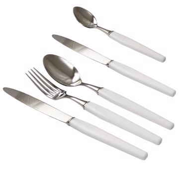 Couvert Piano en résine et inox, blanc, set de 5