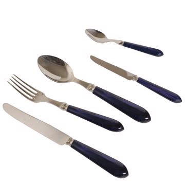 Couvert Tipo en résine et inox, bleu foncé, set de 5