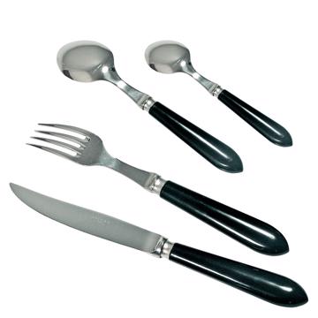 Ménagère pour 6 - couvert Tipo, noir, ensemble de couverts pour 6 pers - 24 pièces