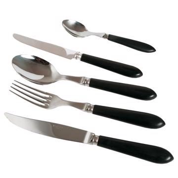 Couvert Tipo en résine et inox, noir mat, set de 5
