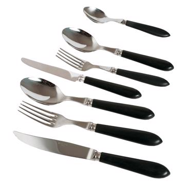 Couvert Tipo en résine et inox, noir mat, set de 7