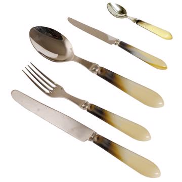 Couvert Tipo en résine et inox, beige, set de 5