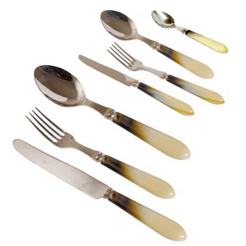 Couvert Tipo en résine et inox, beige, set de 7