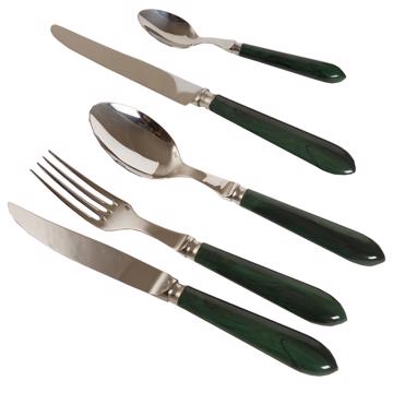 Couvert Tipo en résine et inox, vert foncé, set de 5