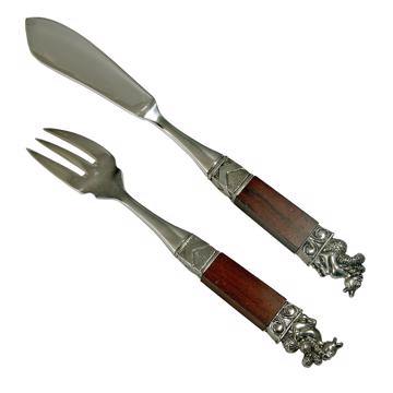 Couverts à poisson Neptune en bois de cocobolo, rouge foncé [3]