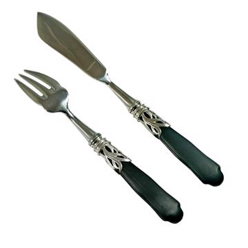 Couverts à poisson Saba en argent et résine, noir mat [3]