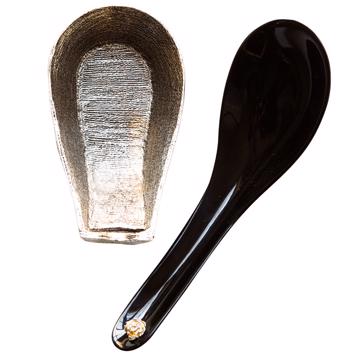 Cuillère à Soupe en corne et Support, argent, avec support [3]