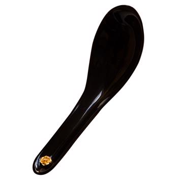 Cuillère à Soupe en corne et Support, or, sans support