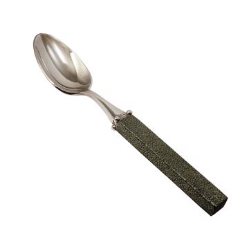 Galuchat spoon in real leather, dark green, table [2]