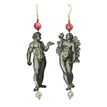 Boucles d'Oreilles Adam et Eve, gris clair, oreille percée [2]