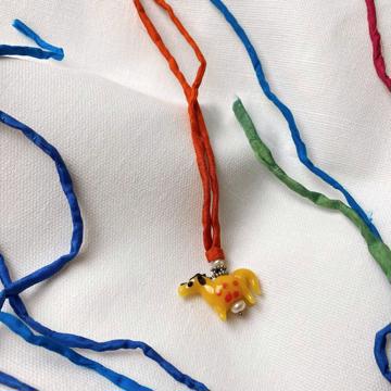 Pendentif Cheval en verre filé, jaune orange [2]