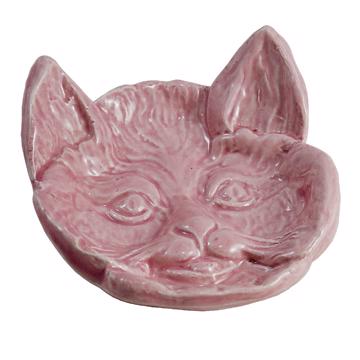 Cat dish in stamped earthenware, light pink [5]