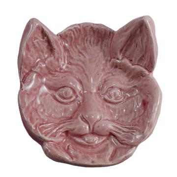 Coupelle Chat en faïence estampée, rose clair
