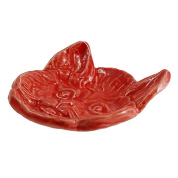 Cat dish in stamped earthenware, red  [5]