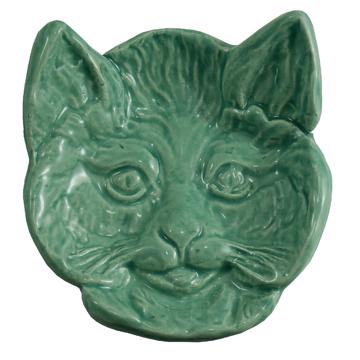 Cat dish in stamped earthenware, mint green