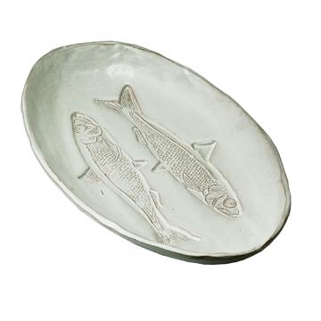 Coupelle Sardine en Faïence, blanc snow
