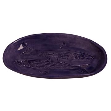 Sardine Dish in Earthenware, dark blue