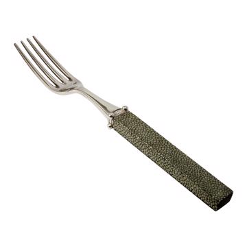 Fourchette Galuchat en cuir véritable, vert foncé, table  [4]