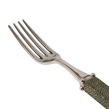 Fourchette Galuchat en cuir véritable, vert foncé, table  [5]