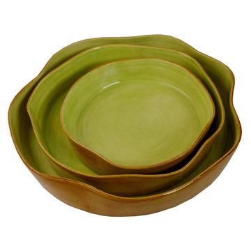 3 two-tone dishes in earthenware