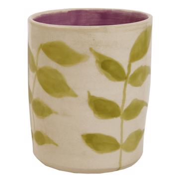 Leaves Cup in turned earthenware, lila