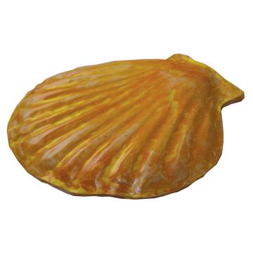 Concha Dish in stamped earthenware, yellow orange [5]