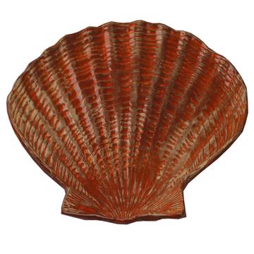 Concha Dish in stamped earthenware, special red