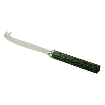 Couteau à fromage Galuchat en cuir véritable, vert foncé, table  [3]