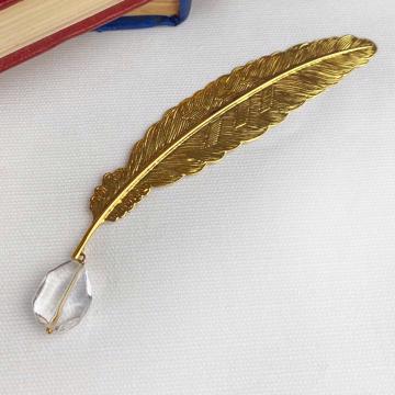 Feather book mark with cristal