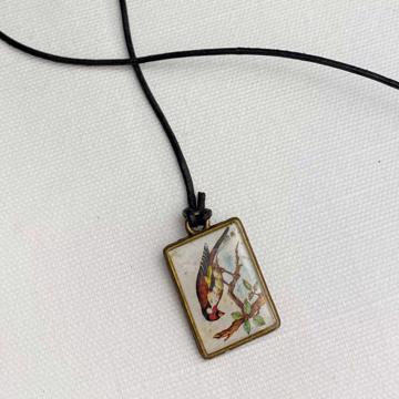 Book Mark in resin and leather, multicolor, bird [2]