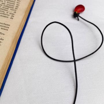 Book Mark in resin and leather, multicolor, tomato [2]