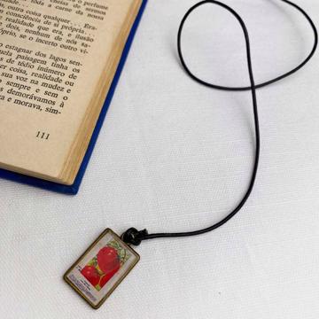 Book Mark in resin and leather, multicolor, tomato [1]