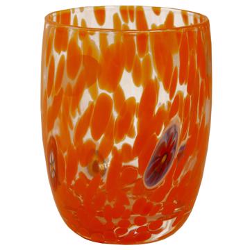 Lolipop Glass in Murano glass, strong orange